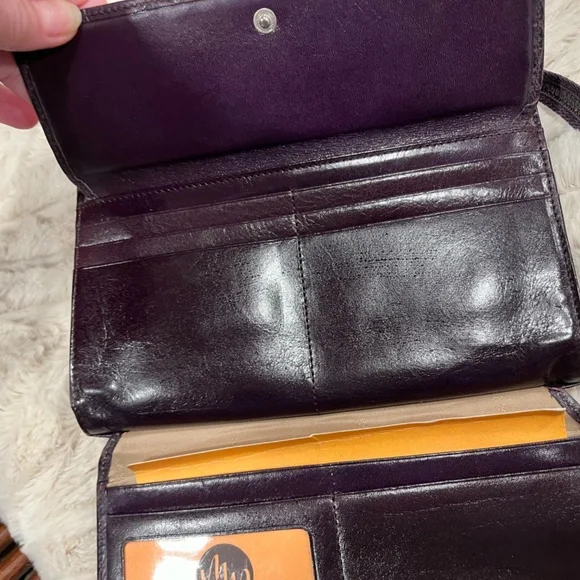 Monsac Deep Purple Croc Embossed Leather Small Crossbody Wallet Bag NWT - Picture 5 of 8